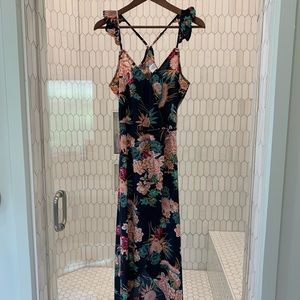 Pink lily hidden button and tie dress